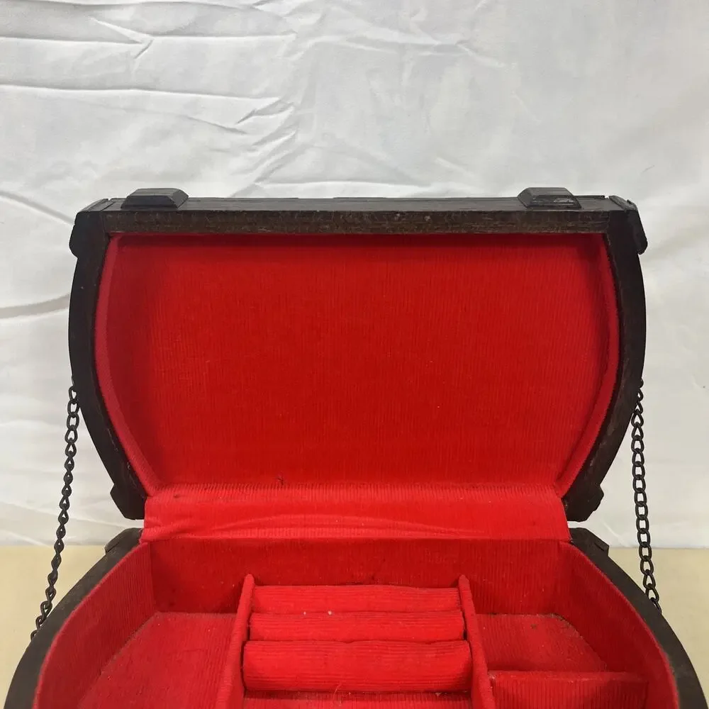 Vintage S. Sper Bijou Valet Jewelry Box Wooden Red Interior